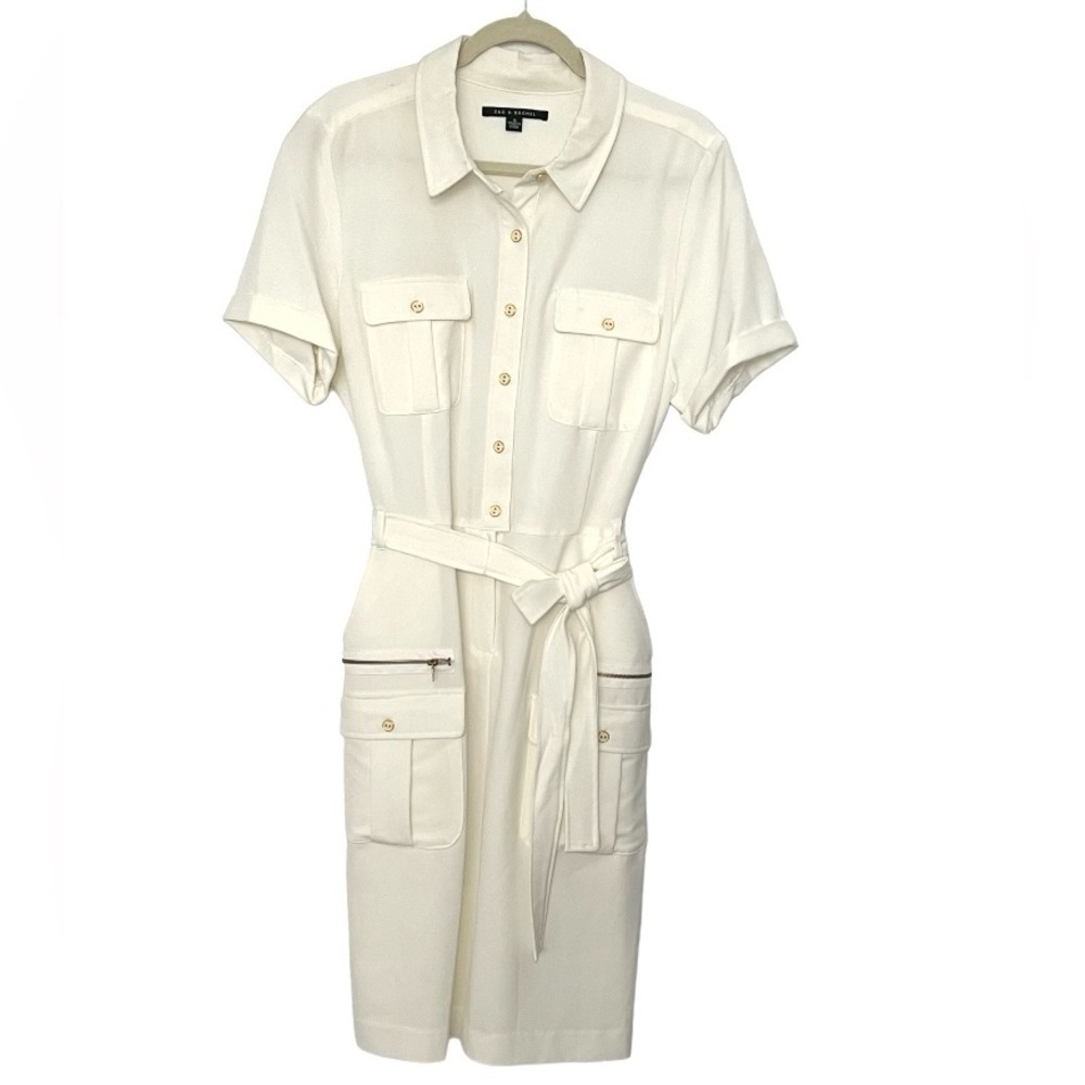 Zac & Rachel Collared Buttoned Down Dress Size 16 off white
